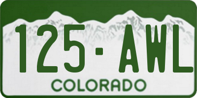 CO license plate 125AWL