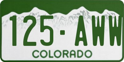 CO license plate 125AWW