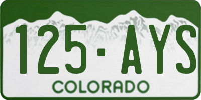 CO license plate 125AYS