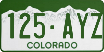 CO license plate 125AYZ