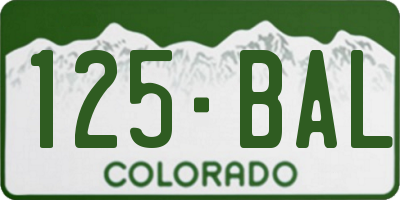 CO license plate 125BAL