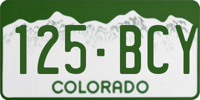 CO license plate 125BCY
