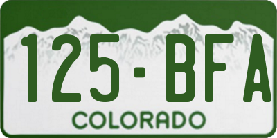 CO license plate 125BFA