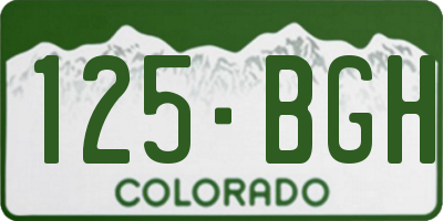 CO license plate 125BGH