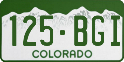 CO license plate 125BGI