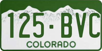 CO license plate 125BVC