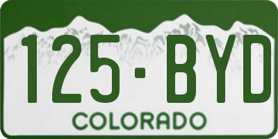 CO license plate 125BYD