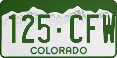 CO license plate 125CFW