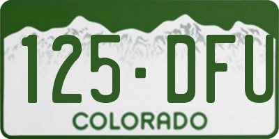 CO license plate 125DFU