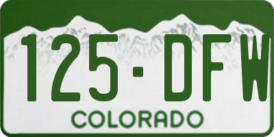 CO license plate 125DFW