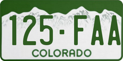 CO license plate 125FAA