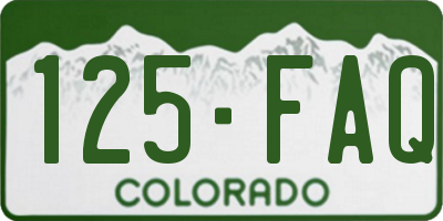 CO license plate 125FAQ