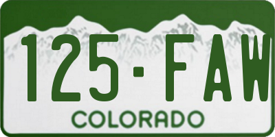 CO license plate 125FAW