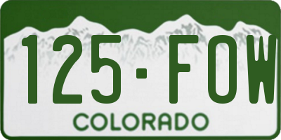 CO license plate 125FOW