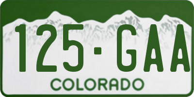 CO license plate 125GAA