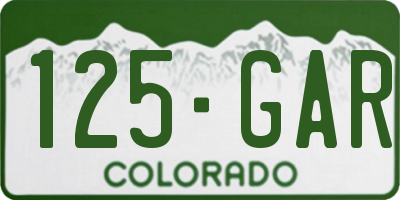 CO license plate 125GAR