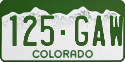 CO license plate 125GAW