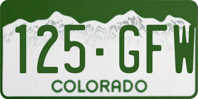 CO license plate 125GFW