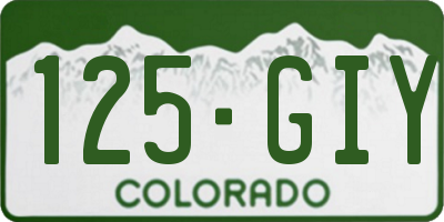CO license plate 125GIY