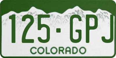 CO license plate 125GPJ