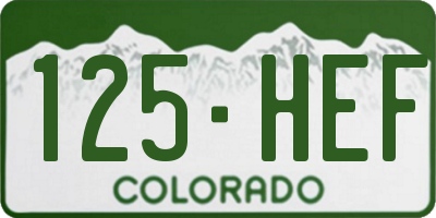 CO license plate 125HEF