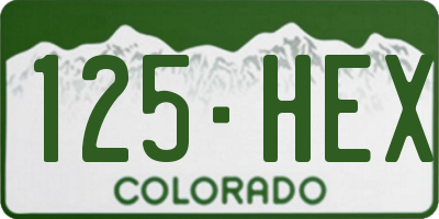 CO license plate 125HEX