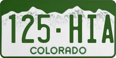 CO license plate 125HIA