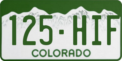 CO license plate 125HIF