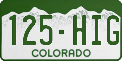 CO license plate 125HIG
