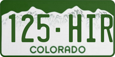 CO license plate 125HIR