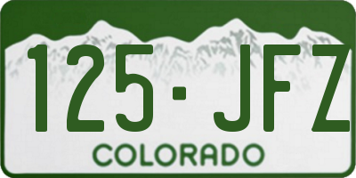 CO license plate 125JFZ