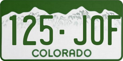 CO license plate 125JOF