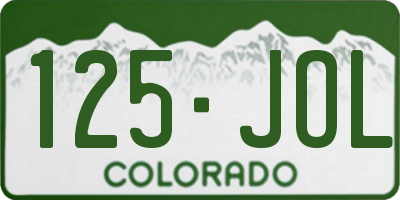 CO license plate 125JOL