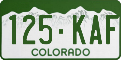 CO license plate 125KAF