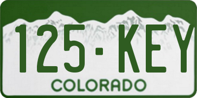 CO license plate 125KEY