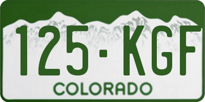 CO license plate 125KGF
