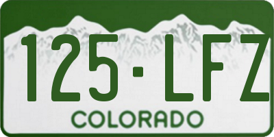 CO license plate 125LFZ