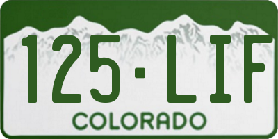 CO license plate 125LIF