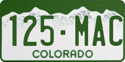 CO license plate 125MAC