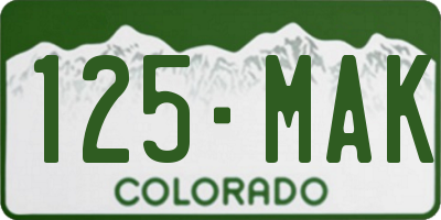 CO license plate 125MAK
