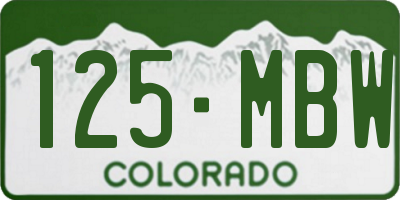 CO license plate 125MBW