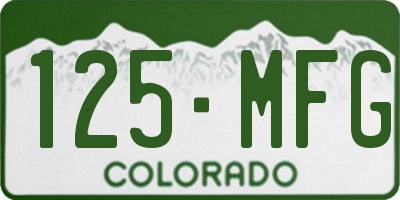 CO license plate 125MFG
