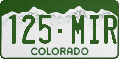CO license plate 125MIR