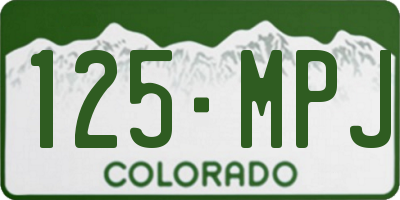CO license plate 125MPJ