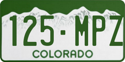 CO license plate 125MPZ