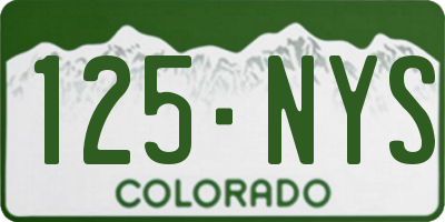 CO license plate 125NYS