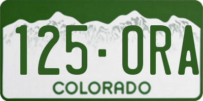 CO license plate 125ORA