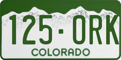 CO license plate 125ORK