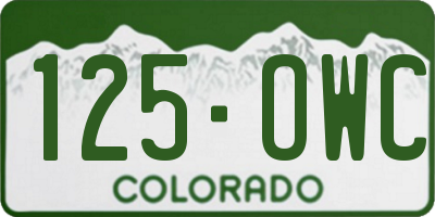 CO license plate 125OWC