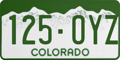 CO license plate 125OYZ